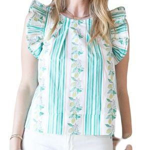 Brooke Wright Women’s Charlie Top - Capri Lemon Ruffle XS Like New Orig $152